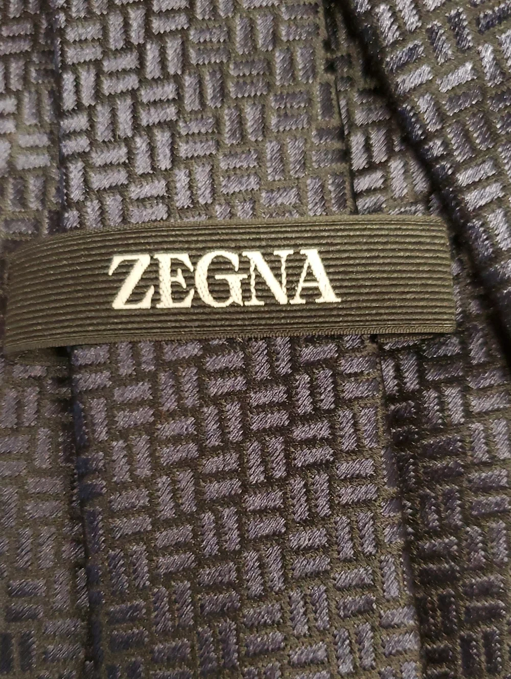 ZEGNA 100% Silk Men's Black Geometric Woven Tie